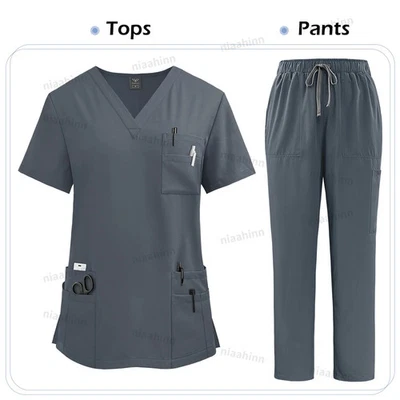 HQ Medical Clothing for Women Nurse Uniform Lab Coat Scrubs Tops Pants Set - Image 1 of 4