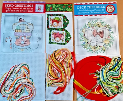 a cross stitch Christmas booklet - mouse ornament, mouse card and mouse tags - Image 1 of 4