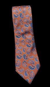 Daniel Cremieux Krawatte Orange Blau Neu Etikett Klassisch Profi Business Italien Seide - Bild 1 von 6