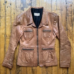 Vintage 1970s Gandalf The Wizard Small Leather Jacket RARE East West Hippy Era - Picture 1 of 17