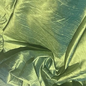 Green Blue Iridescent 100% Silk Dupioni Fabric 54” wide Sold By The Yard - Picture 1 of 2