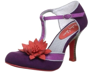 RUBY SHOO Candice Purple floral trim T Bar shoes UK 4 EU 37 Worn once - Picture 1 of 8