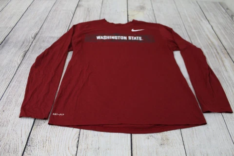 TEAM ISSUE Washington State WSU Cougars Nike Dri-Fit Red Grey Spellout LS Large Cover