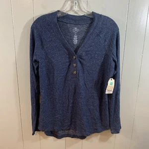 St. John's Bay dunkelblau Langarm Knopf Strick Karriere Freizeit T-Shirt Top PS - Bild 1 von 10