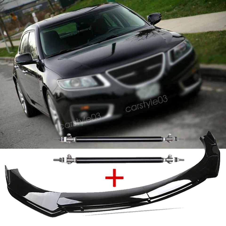 Front Bumper Lip Spoiler Splitter Body Kit Strut Rods For Saab 9-3 Aero — 第 1/4 张图片