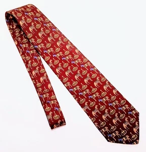Brooks Brothers Silk Tie Plum Brown Green Animal Horses Men Necktie 58 x 3.75 - Picture 1 of 5
