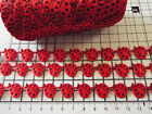 1m - Red Ladybugs, Satin Lace Ribbon -Trimming,Appliques, Craft Card,Decoration