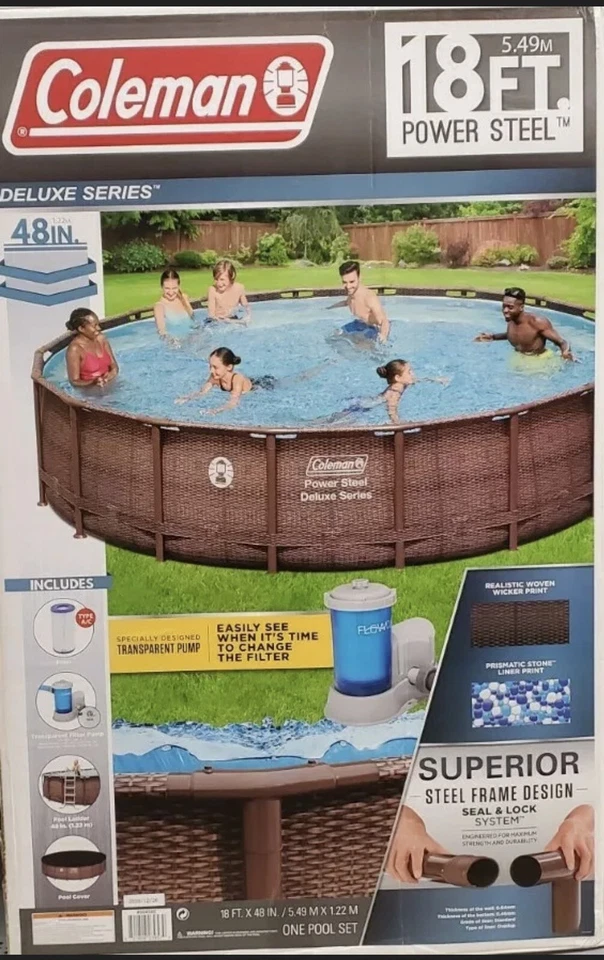 Coleman Power Steel Deluxe Above Ground Swimming Pool - 18ft x 48in