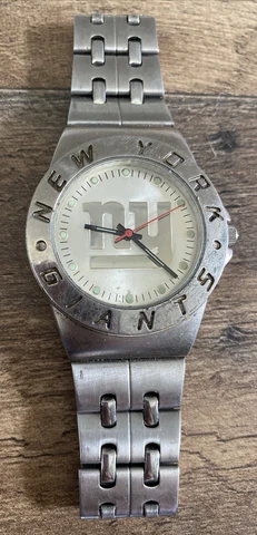 VINTAGE NFL NEW YORK GIANTS GAME TIME METAL WRIST WATCH READ DESCRIPTION !! Cover