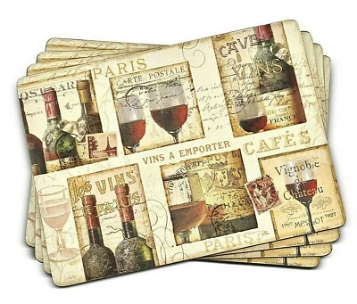 PIMPERNEL, CONJUNTO DE 4, "ADEGA FRANCESA (VINHO)" PLACEMATS APOIADOS EM CORTIÇA, NOVO NA CAIXA - Imagem 1 de 4