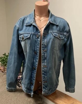 Chaqueta Jean Vintage Desteñida Gloria Cremallera y Botón Peso Pesado Niño Niña Talla 18 XL Foto 1 de 4