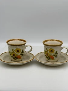 Set Of 2 Mikasa Garden Club Fresh Floral Coffee Cup and Saucer Set 3 1/2" EC404 - Picture 1 of 9