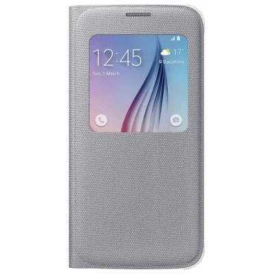 SAMSUNG CUSTODIA ORIGINALE S VIEW FLIP COVER BOOK CASE GALAXY S6 G920F SILVER - Immagine 1 di 4