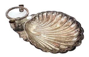 Vintage Sheridan Silver Plated Clam Shell Chip and Dip Tray / Awesome - Picture 1 of 10