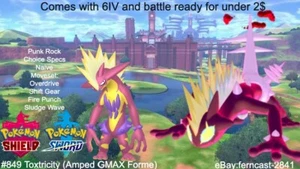 Pokemon Sword And Shield Shiny GMAX Toxtricity (Amped) 6IV Battle Ready - Picture 1 of 6