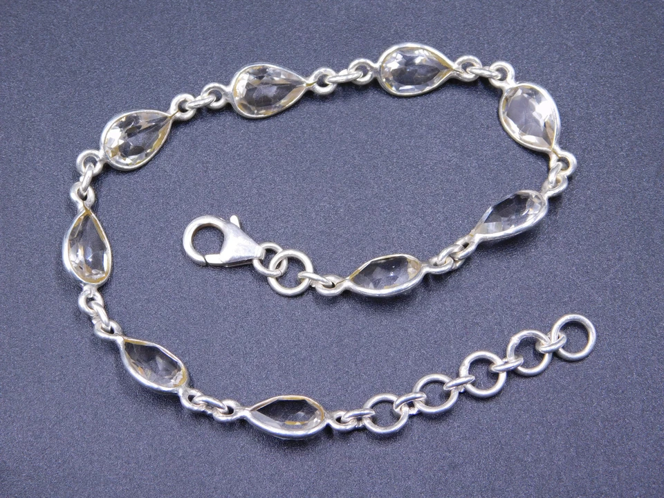 6.40 Gm 925 Sterling Silver Crystal Cut Gemstone Handmade Bracelet Size 8.15" in - Image 1 of 4