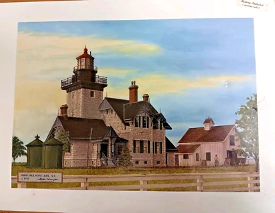NEW Thirty Mile Point Lighthouse Lake Ontario Print SIGNED STEPHAN HARRINGTON - Image 1 of 2