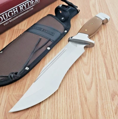 Фиксированный нож Rough Ryder Bowie 9 дюймов лезвие из нержавеющей стали коричневая ручка G10 2317 - Изображение 1 из 4