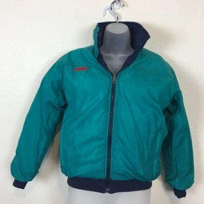Abrigo Chaqueta Columbia Para Mujer Talla Mediana Reversible Plumón Vintage Azul Marino Turquesa Foto 1 de 4