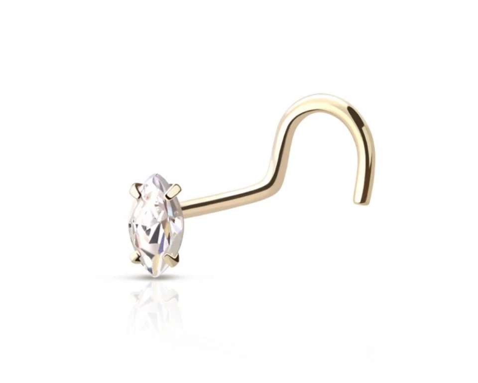 Tornillo Nariz Marqués 3mm Diamante Genuino Oro Amarillo 14k 20g Foto 1 de 1