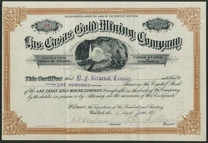Colombia, Las Casas Gold Mining Co., $1 shares, 188[3], VF - Picture 1 of 1