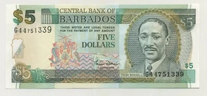 Barbados 5 Dollars ND 2000 Pick 61 UNC Uncirculated Banknote - Picture 1 of 2