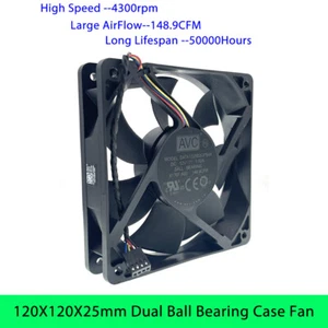 120mm High Speed Fan GPU Miner Mining Rig Case DATA1225B2G 148.9CFM 4300RPM - Picture 1 of 4