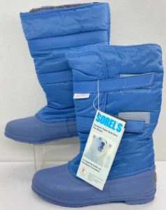 Vintage Sorel Snow Boots Blue Pac Mid Calf Boots NEW TAGS Women’s 9 Wool Kaufman - Picture 1 of 23