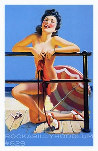 New Pinup Girl Poster 11x17 Vintage Art 40s 50s Shilling Beach Brunette - Picture 1 of 1