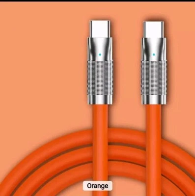 Chubby Orange Silicone Fast Charging Cable, USB C to USB-C Cable, 3.3 Feet, 100W - Image 1 of 4