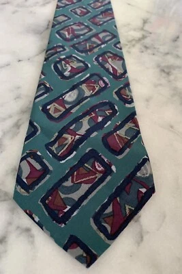 Corbata Art Deco abstracta geométrica 100 % seda vintage Preswick & Moore Foto 1 de 4