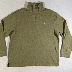 Polo Ralph Lauren Sweater Mens XXL Green Quarter Zip Estate Rib Pullover Classic - Picture 1 of 7