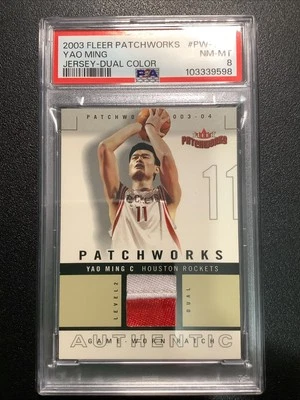 2003-04 Fleer Patchworks Yao Ming Jerseys Dual Color Patch #4/100 Rockets PSA 8 - Image 1 of 2