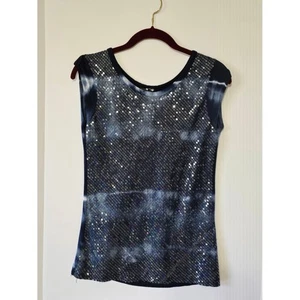 MEZZO MADE IN ITALY Damen Batik Pailletten ärmellos Top Shirt Bluse - Bild 1 von 7