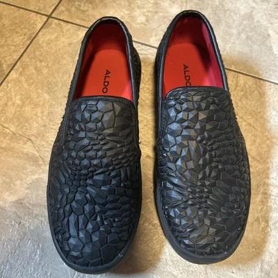 Aldo 黑色皮革男式懒人鹅卵石鞋 7 码 — 第 1/4 张图片