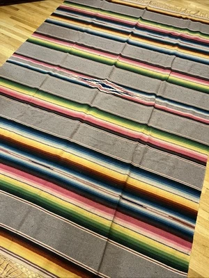 "Alfombra manta textil tejida Saltillo Serape mexicana de colección tono cálido 88"x 58"" cactus" Foto 1 de 4