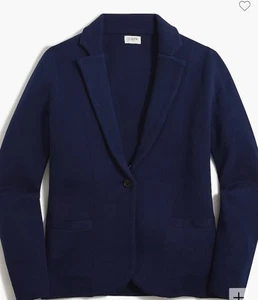 J.CREW $138 Slide Pocket NAVY Button Schoolboy Sweater-Blazer Cardigan Size M - Picture 1 of 4