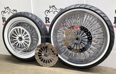 Ruedas de radios trenzados DNA 52 Cali neumático de polea de rotor Harley Softail 00-07 Deluxe Foto 1 de 4