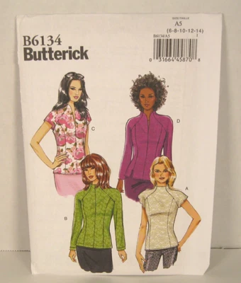 Top Butterick 6134 Fácil Ajuste con Escote Elevado Patrón Misses' 6-14 Sin Cortar Foto 1 de 3