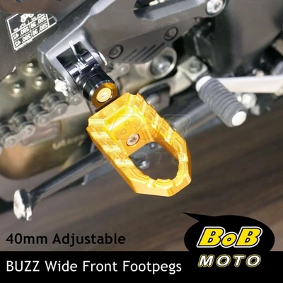 Estriberas anchas delanteras BUZZ 40 mm inferiores DORADAS para Yamaha FZ1 S Fazer 06-16 15 14 13 Foto 1 de 4