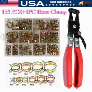115X Morsetti Molla Tubo 6-22mm Fissaggio Linea Acqua Carburante Tubo Aria Clip Kit - Foto 1 di 19