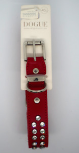 Dogue Red Glamour 'Swarovski Elements' Leather Dog Collar 45cm