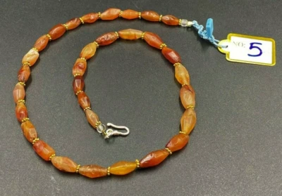 Antiguo collar de cuentas del Himalaya antiguo antiguo antiguo cornalina ágata mala del Tíbet Foto 1 de 4