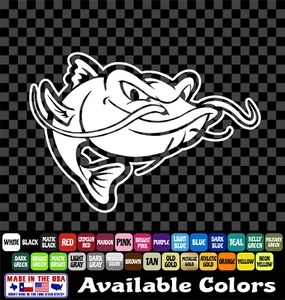 CATFISH Sticker Noodler Hand Fish Cartoon Fishing Decal Vinyl Boat ATV Car Truck - Picture 1 of 6