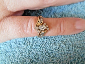 85 POINT TDW DIAMOND MARQUESA RACIMO DE BODA JUEGO ORO AMARILLO 14K TALLA 4-3/4 - Imagen 1 de 24