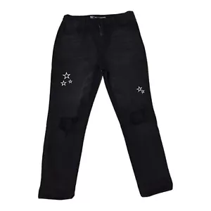 No Boundaries Jeans Women’s Size 15 Black With Star Details Distressed Knees Out - Picture 1 of 4