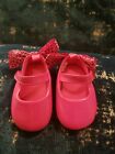 Baby Diva Stepping Stones Baby Girls Hot Pink Patent Bows Crib Shoes 3-6 Months