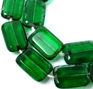12x8mm Cuentas Rectangulares de Vidrio Checo Esmeralda Verde - Picasso (12) - Imagen 1 de 2