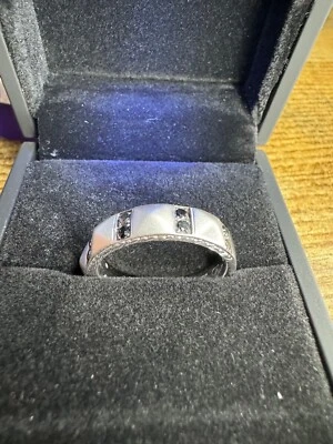 Neil Lane Men's Wedding Band 3/8 ct tw Black Round-cut Diamonds 14K White Gold - Image 1 of 4