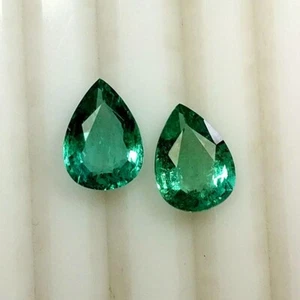 2.92ct Natural Emerald pear perfect matching pair ~ AAA mint green super fire - Picture 1 of 5